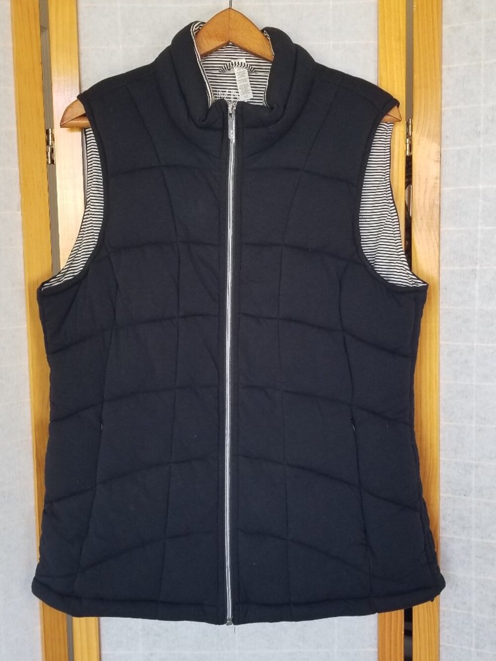 Women's Black Quilted Vest XL Zip Up Marc NY Fall Jacket